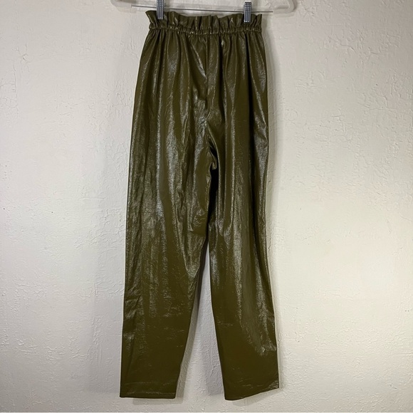 Aritzia Wilfred Jive High Waisted Faux Leather Pants in Avocado Green - Picture 7 of 10